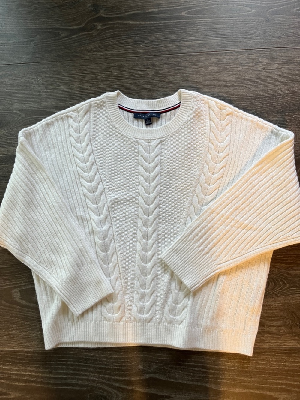 Tommy Hilfiger Woman’s Off-White Cable Crewneck Sweater